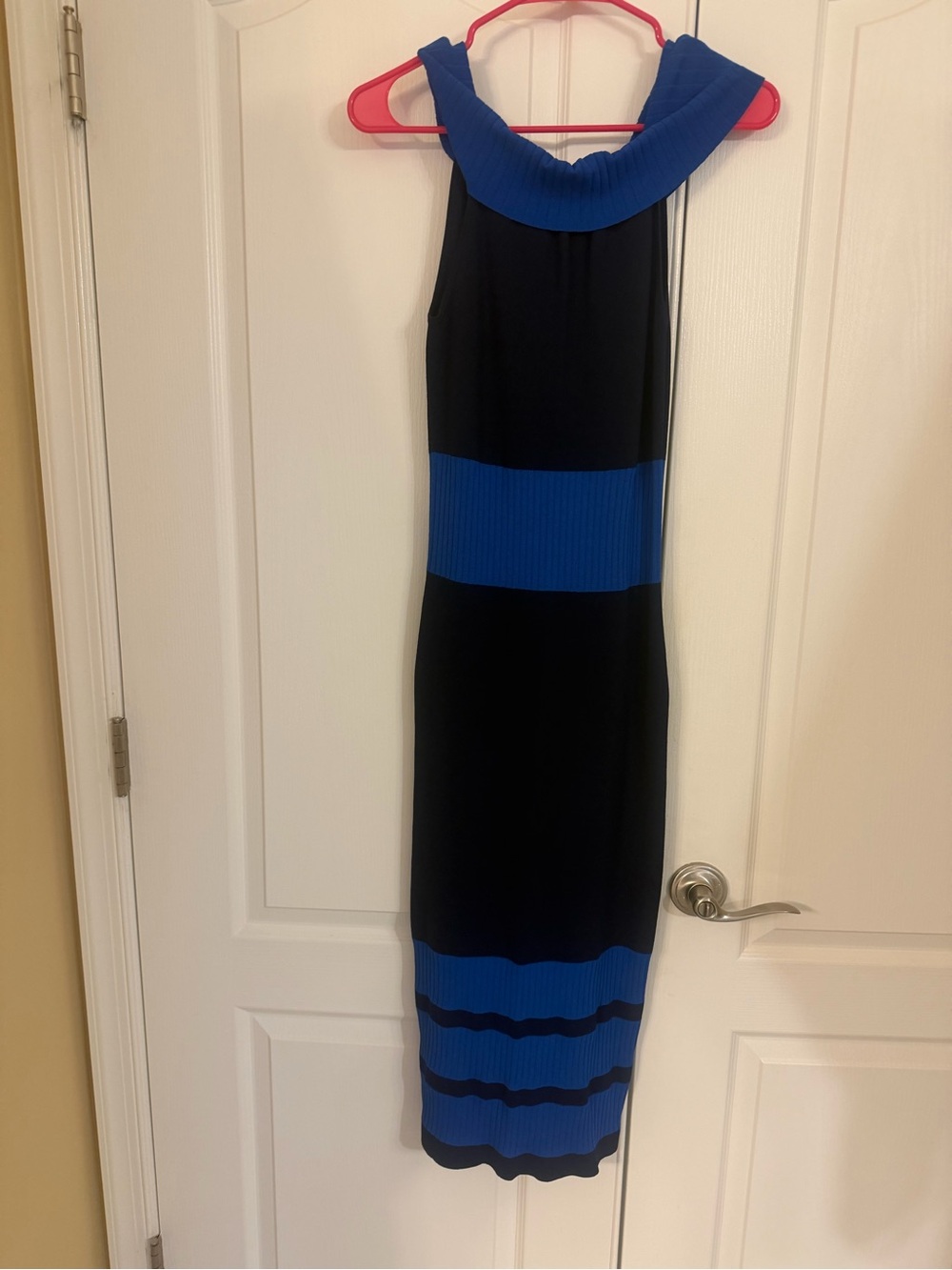 Eva mendes for New York & Company Navy & Royal Blue Sleeveless Maxi knit dress!
